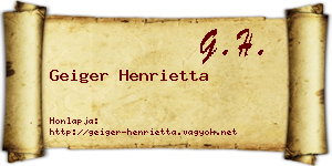 Geiger Henrietta névjegykártya